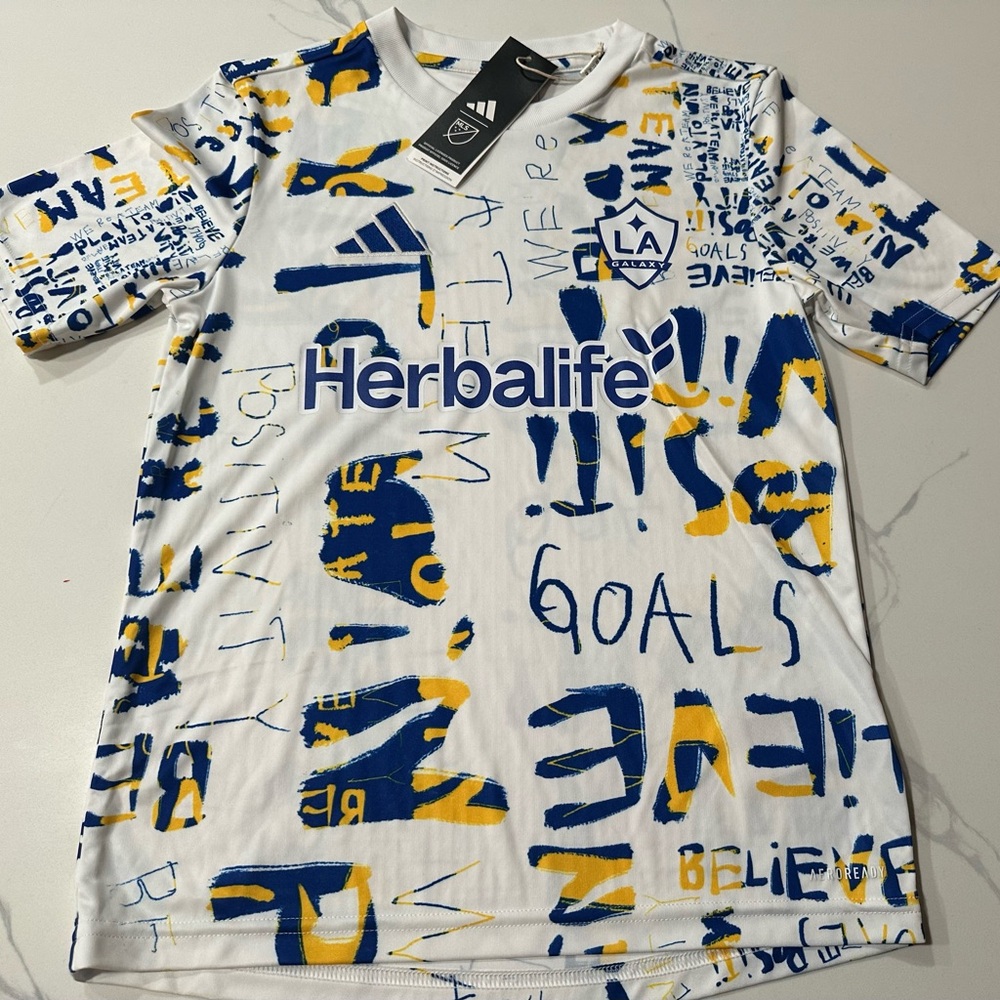Los Angeles Galaxy Youth Adidas Believe / Positivity Jersey Retails For $60